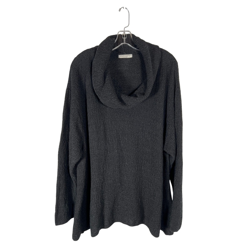 Margaret Winters Black Cowl Neck‎ Sweater Oversized Cotton Knit Lagenlook 2X
